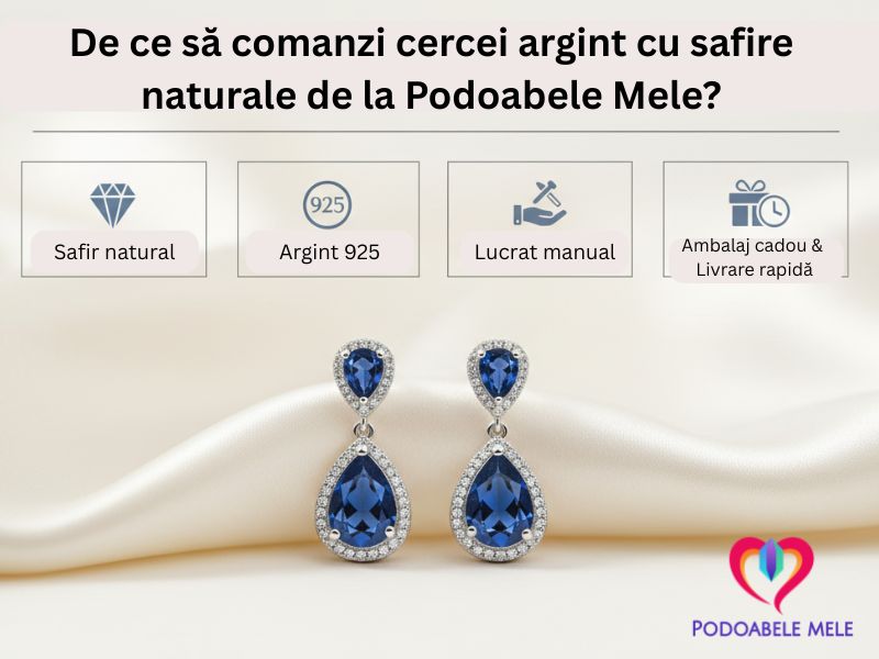 cercei argint cu safire naturale de la Podoabele Mele