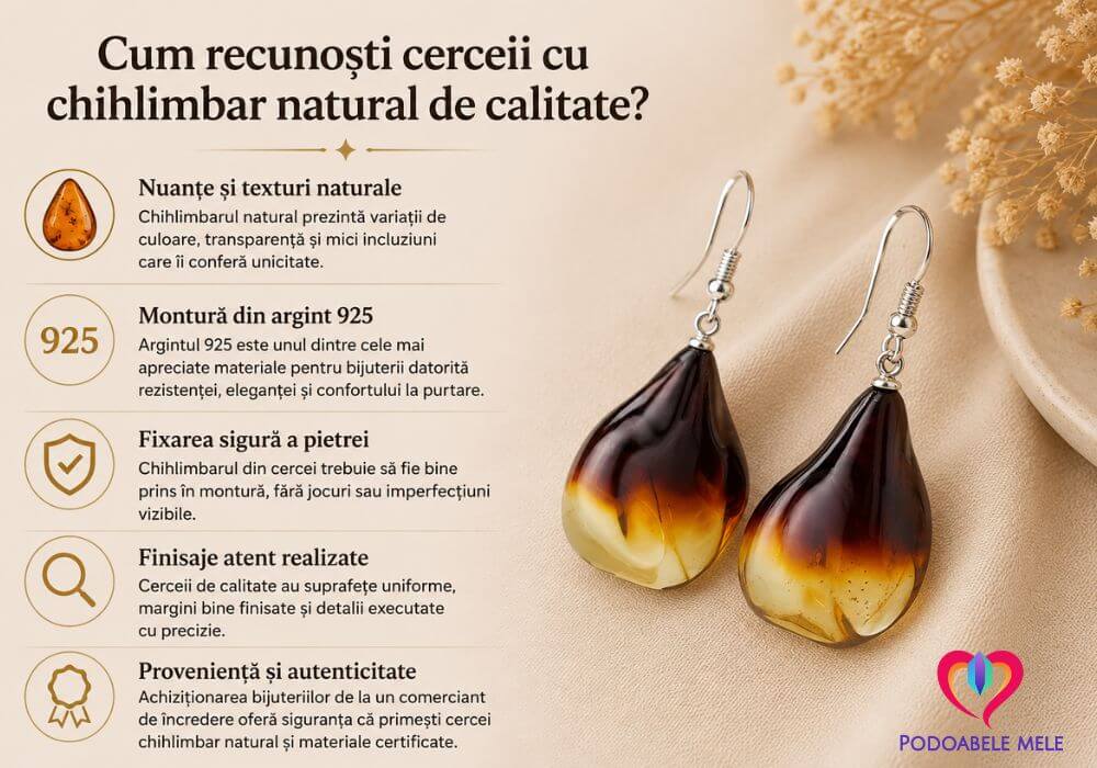 cum recunosti cerceii cu chihlimbar natural de calitate