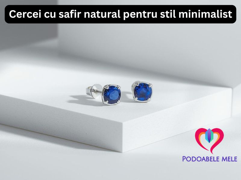 cercei cu safir natural minimalisti