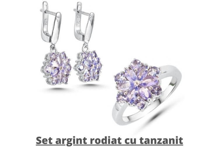 set argint rodiat cu tanzanit