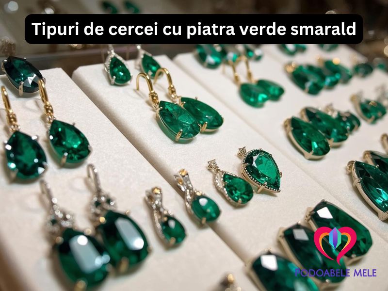 tipuri cercei cu piatra verde smarald