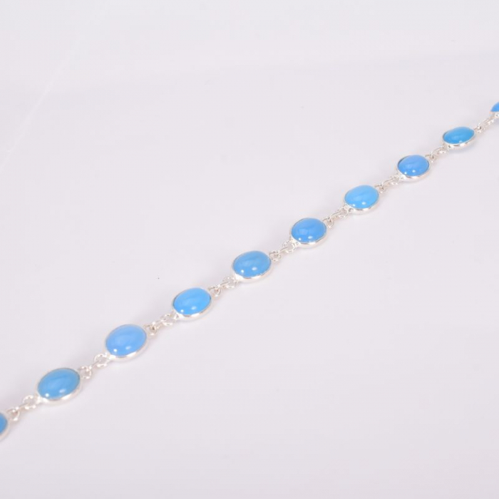 Bratara argint calcedonia albastra cabochon oval [2]