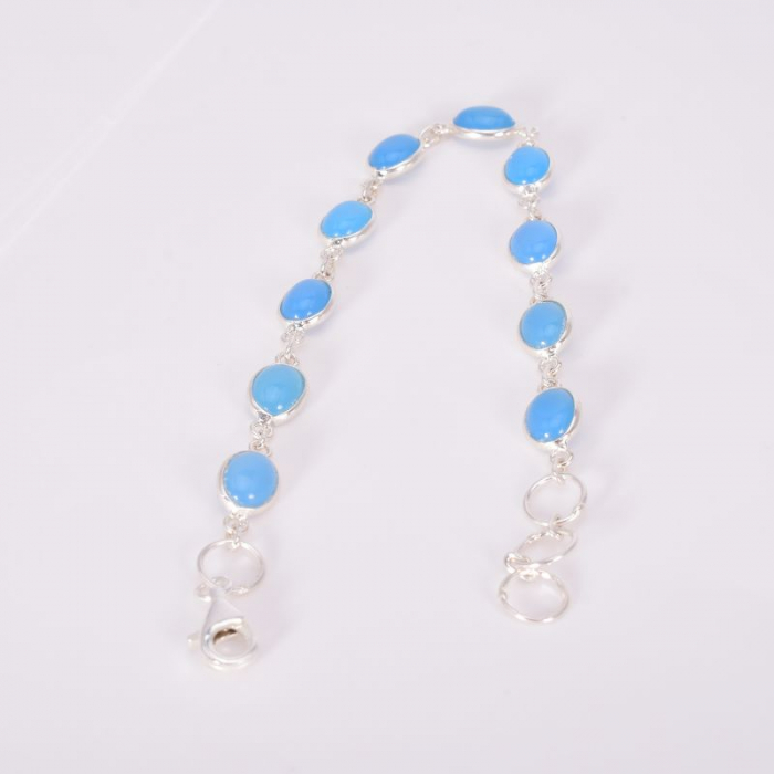 Bratara argint calcedonia albastra cabochon oval [3]