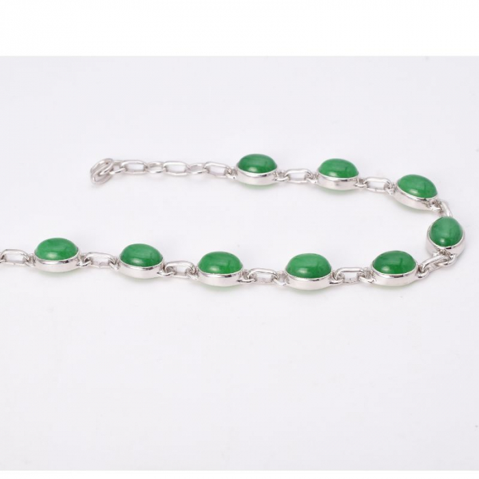 Bratara argint cu aventurin verde, oval 18-20 cm [3]