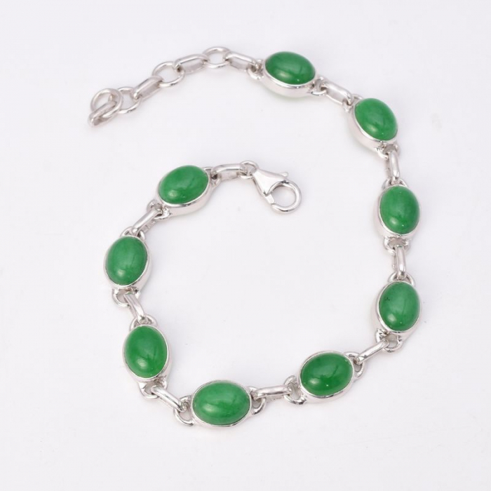 Bratara argint cu aventurin verde, oval 18-20 cm [2]