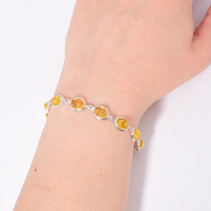 Bratara argint chihlimbar galben oval 18-20 cm [3]