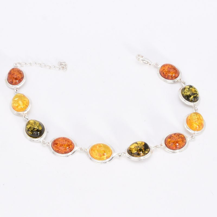 Bratara argint cu chihlimbar multicolor Triada Solara [2]