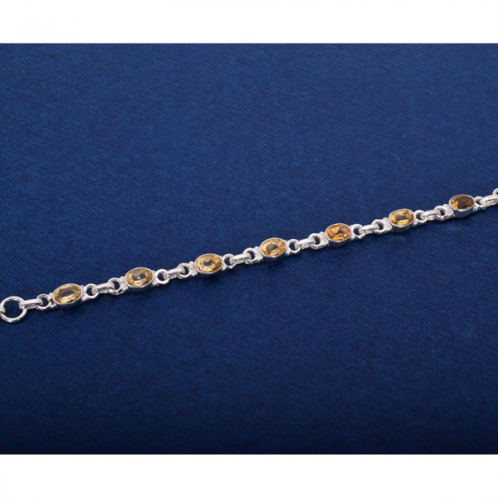 Bratara argint cu citrin oval fatetat, 17-19 cm [3]