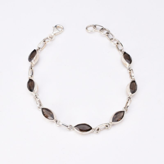 Bratara argint cu cuart fumuriu marchiz 17-20 cm [4]