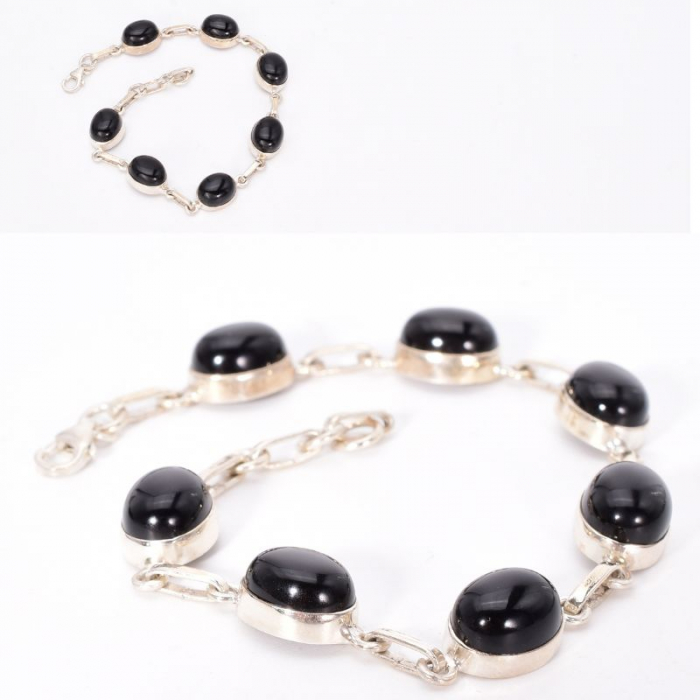 Bratara argint cu onix oval Magia Intunericului 17-19 cm [2]