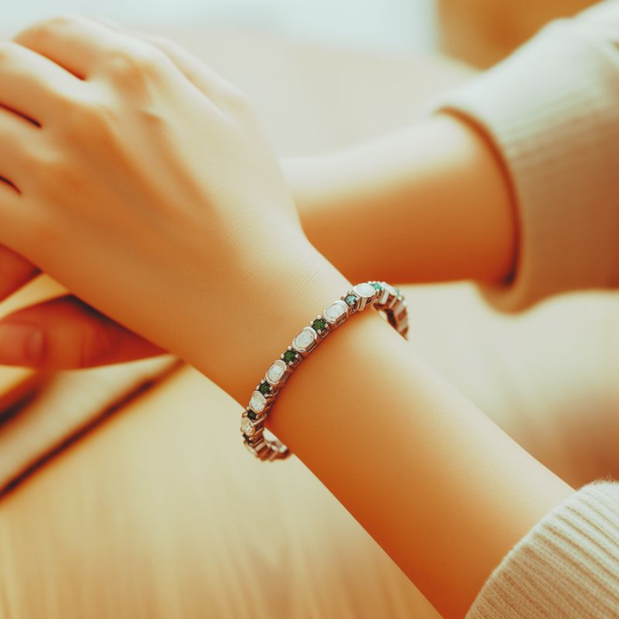 Bratara argint cu opal etiopian si smarald [2]