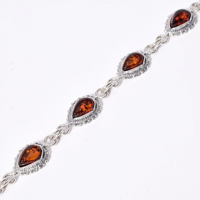 Bratara argint cu pietre chihlimbar cognac para 18 cm [4]