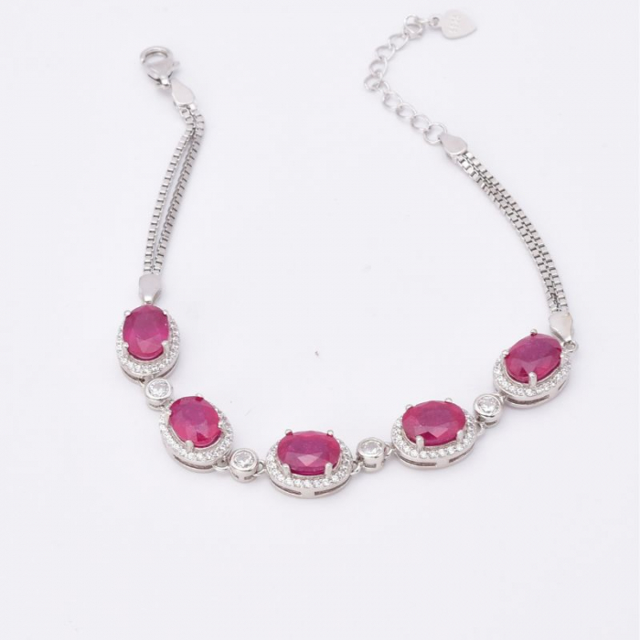 Bratara argint cu rubin natural si cubic zirconia Noblesse [5]