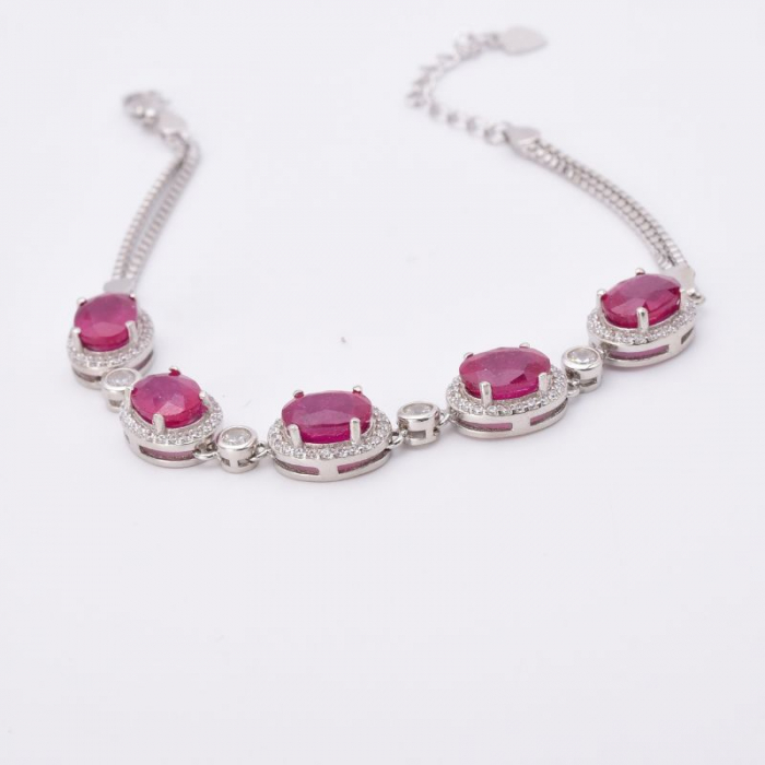 Bratara argint cu rubin natural si cubic zirconia Noblesse [4]