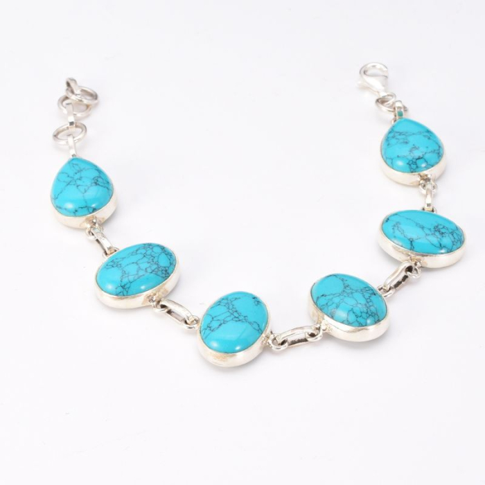 Bratara argint cu turcoaz handmade 17-19 cm [6]