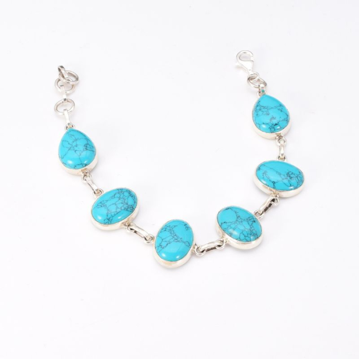 Bratara argint cu turcoaz handmade 17-19 cm [5]
