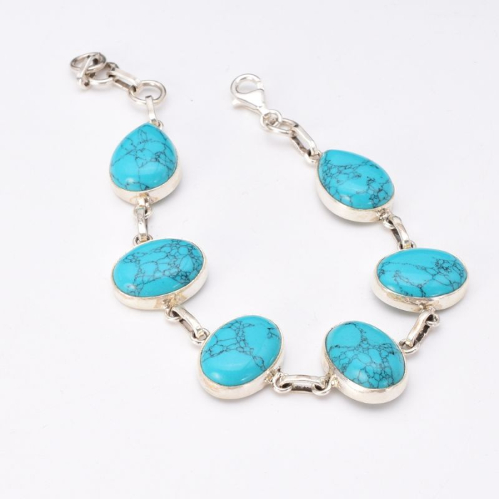 Bratara argint cu turcoaz handmade 17-19 cm [3]
