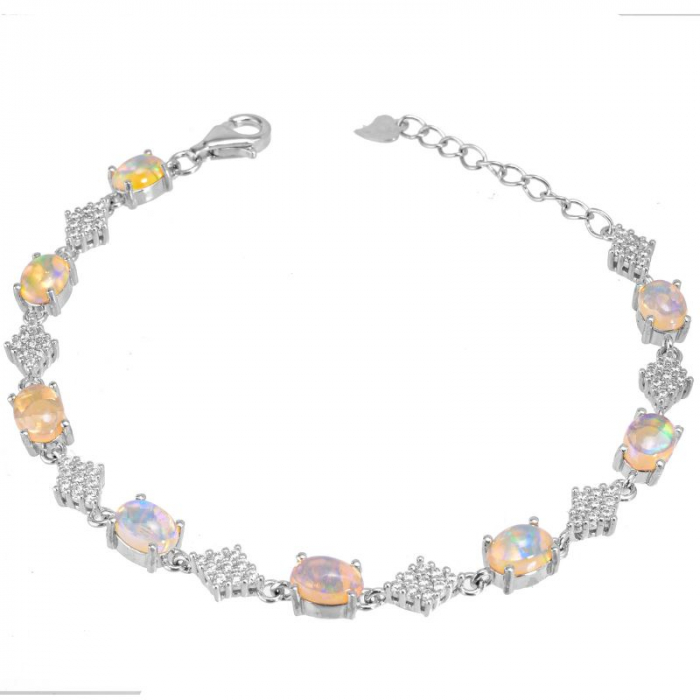 Bratara argint dama cu opal etiopian si diamante simulate [2]