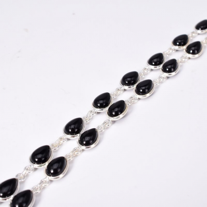 Bratara argint dubla cu pietre onix 18-20 cm [4]