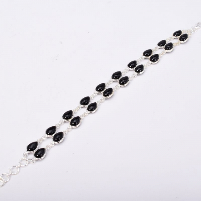 Bratara argint dubla cu pietre onix 18-20 cm [3]
