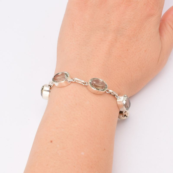 Bratara cu ametist verde fatetat din argint handmade [2]