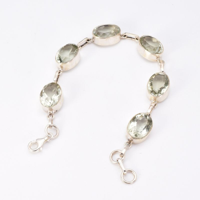 Bratara cu ametist verde fatetat din argint handmade [4]