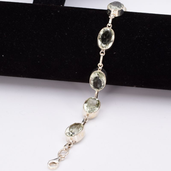 Bratara cu ametist verde fatetat din argint handmade [5]