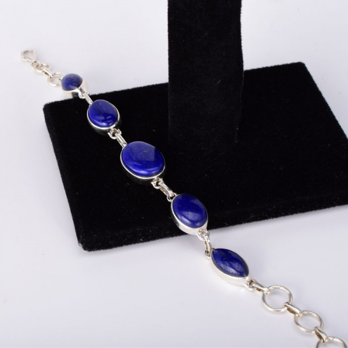 Bratara argint handmade cu lapis lazuli 16-20 cm [2]
