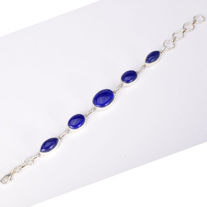 Bratara argint handmade cu lapis lazuli 16-20 cm [4]