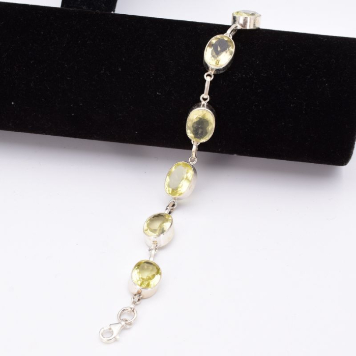 Bratara argint handmade cu lemon topaz oval, fatetat [3]