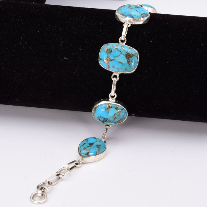 Bratara argint cu turcoaz cupru albastru [4]