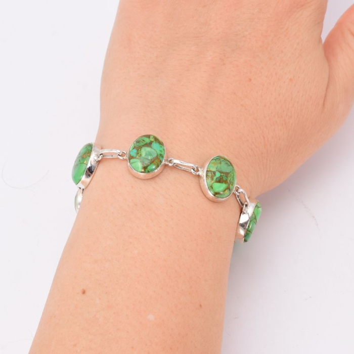 Bratara argint cu turcoaz cupru verde 18-19 cm [2]