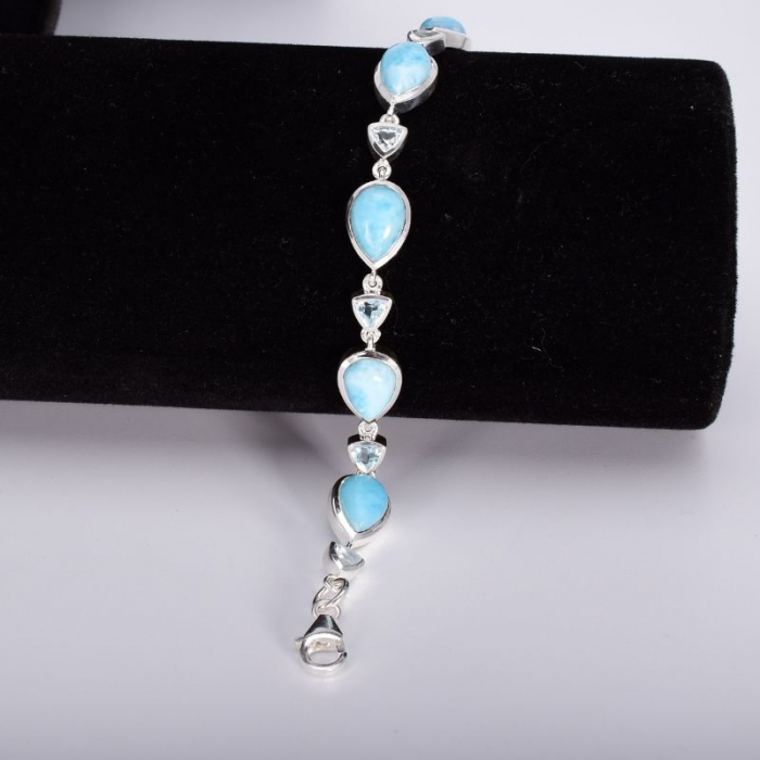 Bratara argint larimar si topaz albastru 16-18 cm [2]