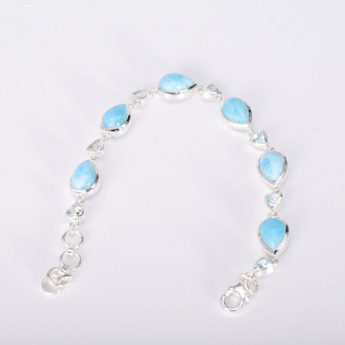 Bratara argint larimar si topaz albastru 16-18 cm [3]