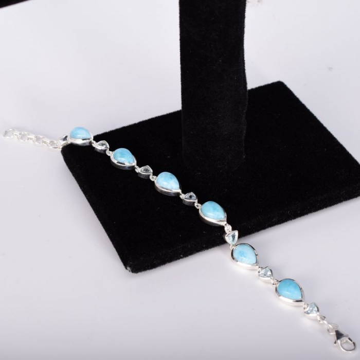 Bratara argint larimar si topaz albastru 16-18 cm [4]