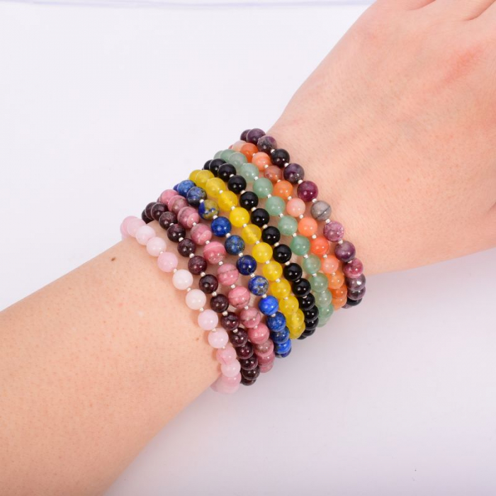 Bratara argint - margele onix negru 6 mm, 18-20 cm [2]