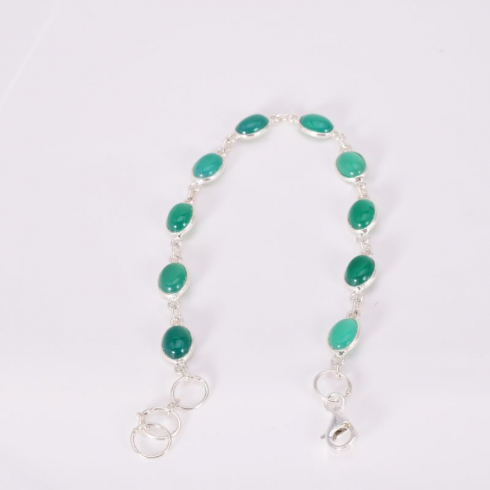 Bratara argint onix verde cabochon oval [3]