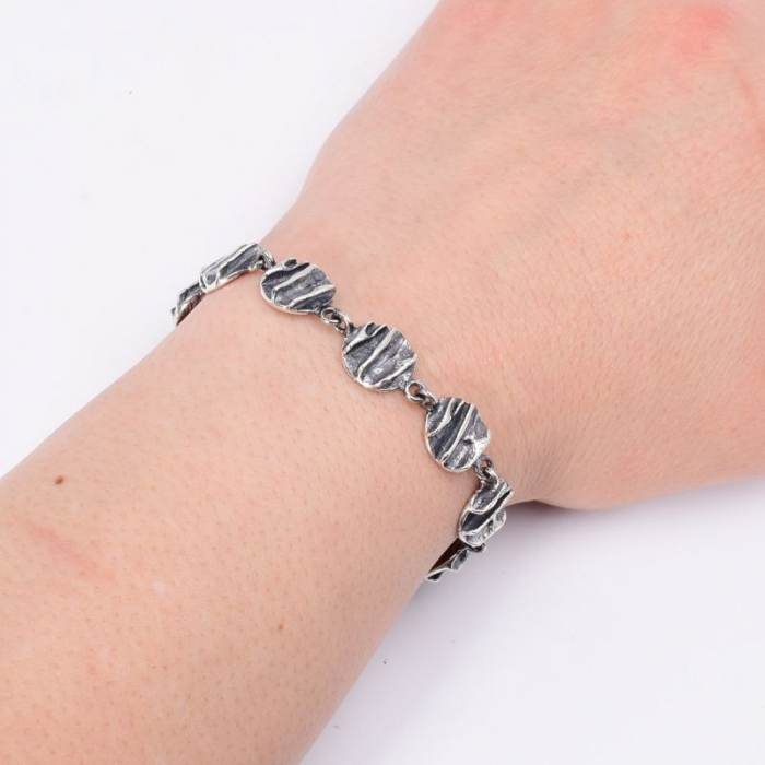 Bratara argint patinat Scoarta de Copac [5]