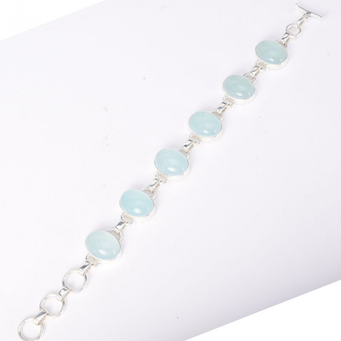 Bratara argint pietre calcedonia aqua oval [4]