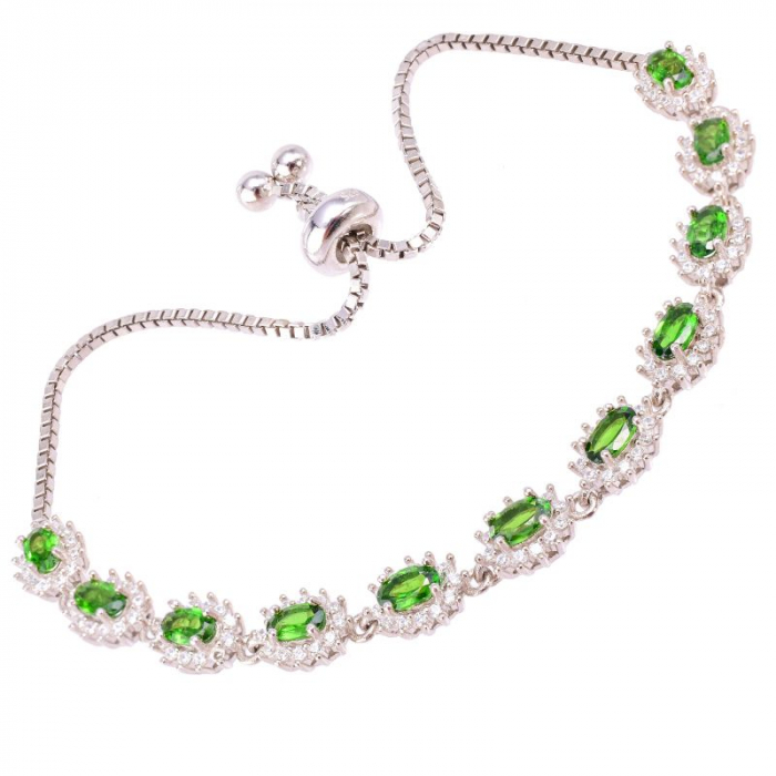 Bratara argint reglabila cu pietre verzi crom diopsid [2]