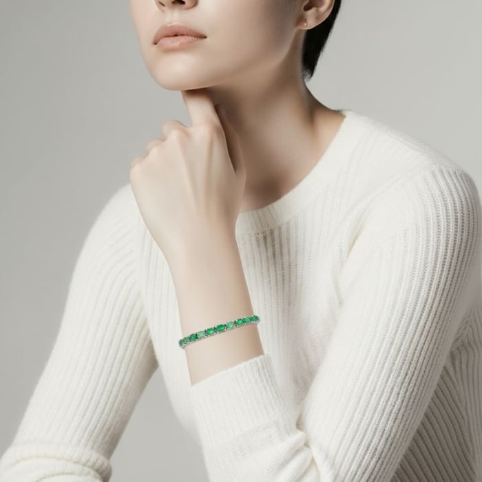 Bratara argint reglabila cu smaralde naturale [2]