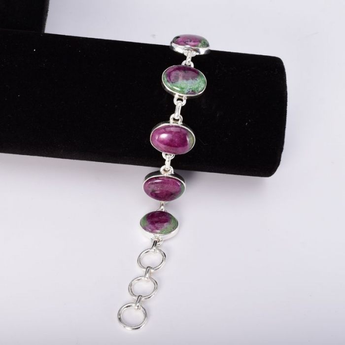 Bratara argint cu pietre rubin in zoisit 17-20 cm [3]