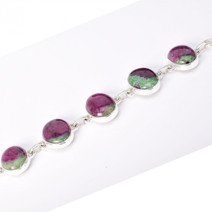 Bratara argint cu pietre rubin in zoisit 17-20 cm [2]