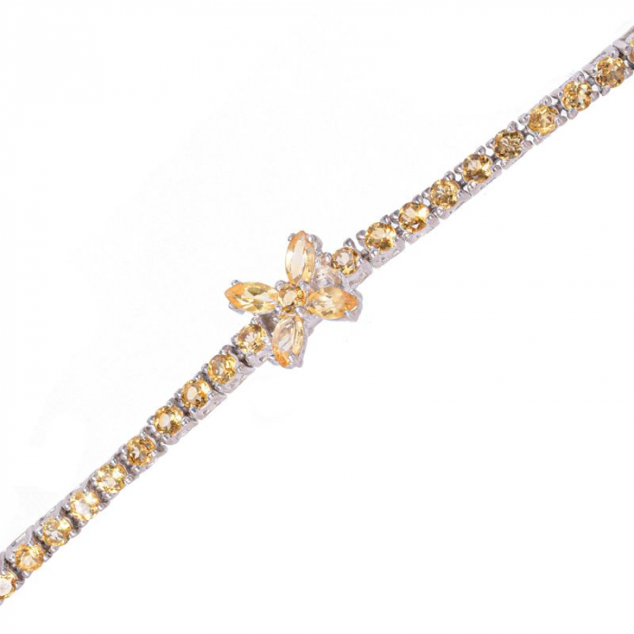 Bratara argint tennis cu citrin natural - model floral [3]