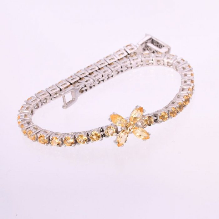Bratara argint tennis cu citrin natural - model floral [4]