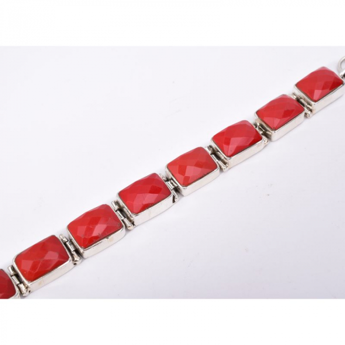 Bratara argint unicat cu coral rosu fatetat [5]