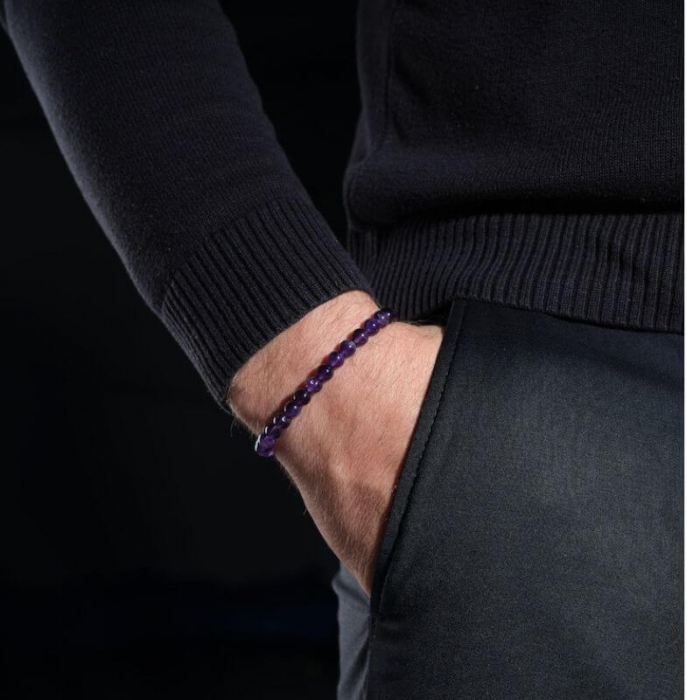 Bratara elastica cu ametist 6 mm [2]