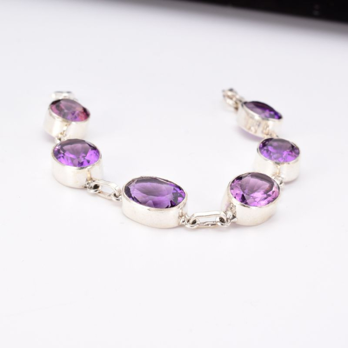 Bratara cu ametist fatetat din argint handmade [5]