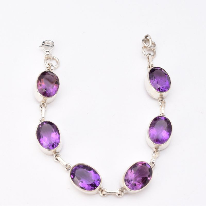Bratara cu ametist fatetat din argint handmade [4]