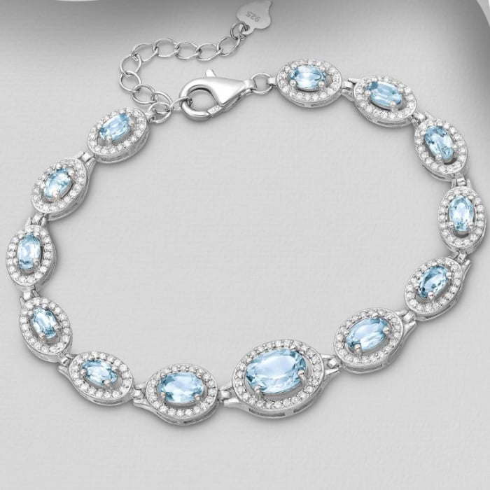 Bratara cu topaz si CZ din argint placat cu rodiu [1]